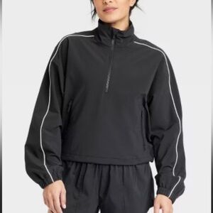 All In Motion Women’s Black Half Zip Windbreaker Jacket Pullover Long‎ Sleeve
